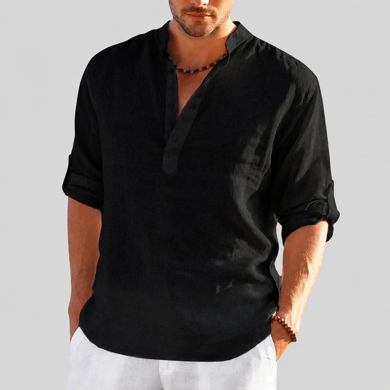 Devin - Relaxed Fit Half Button Shirt
