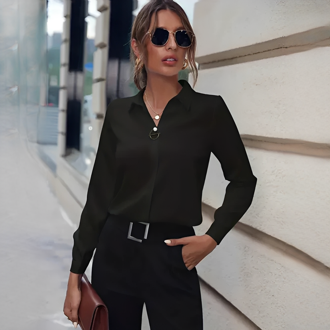Sharlene - Chic Half Button Long-Sleeve Shirt