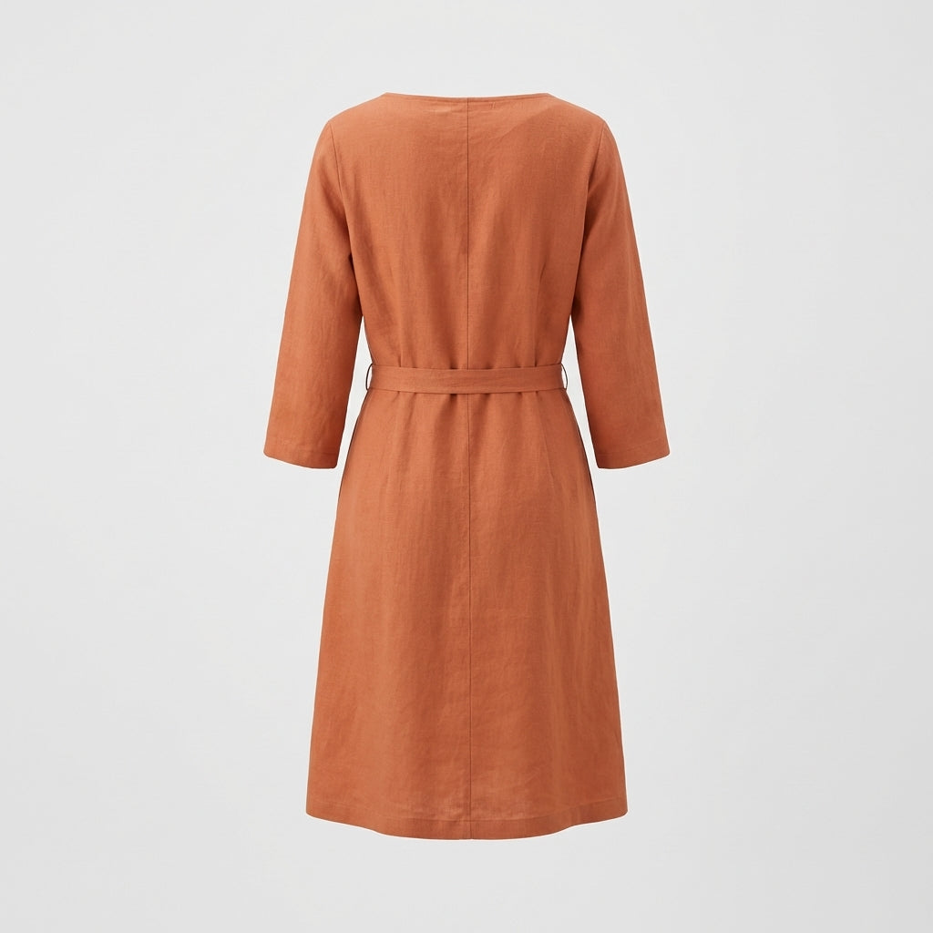 Orange Linen Dress
