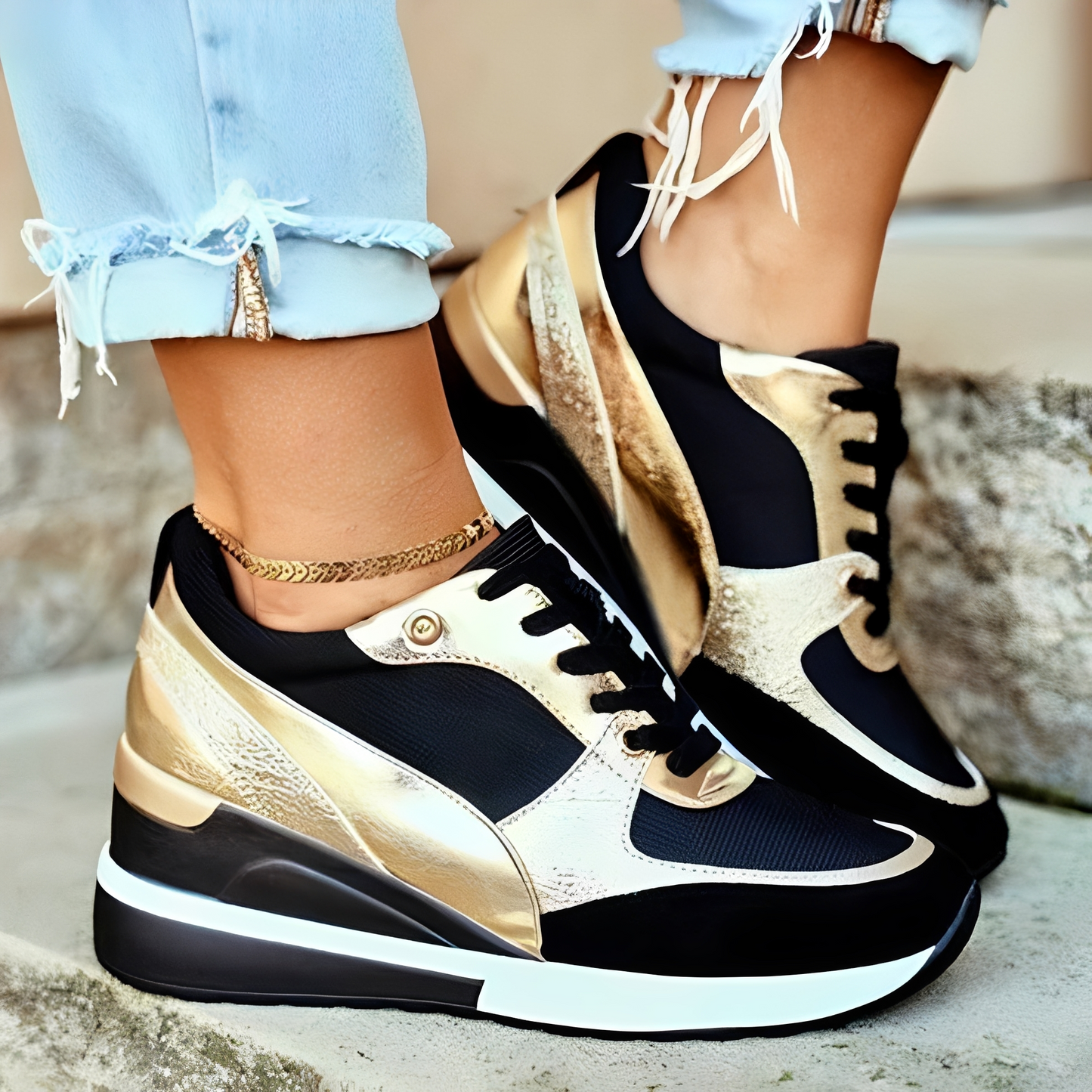 Jescah - Trendy Lace-Up Sneakers