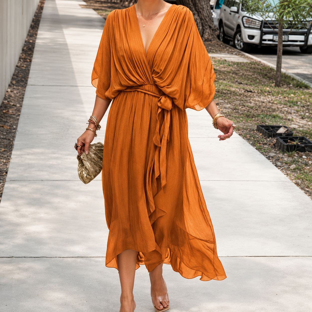 Loisa - Chic Wrapped Midi Dress
