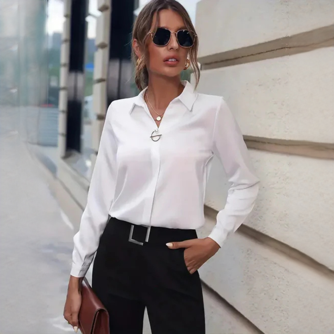 Sharlene - Chic Half Button Long-Sleeve Shirt