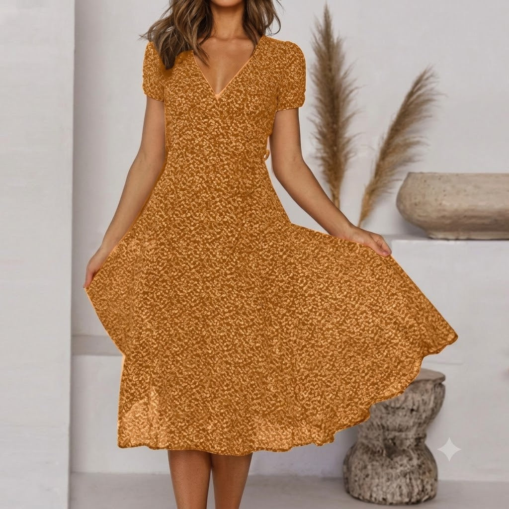 Krystelle - Trendy V-Neck Midi Dress
