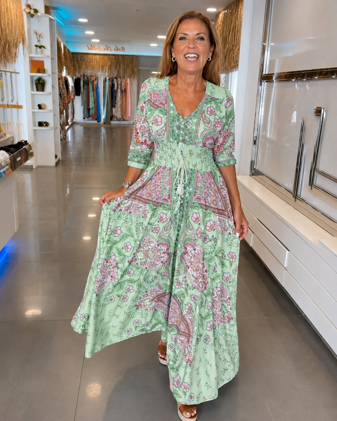 Lucienne - Graceful V-Neck Dress