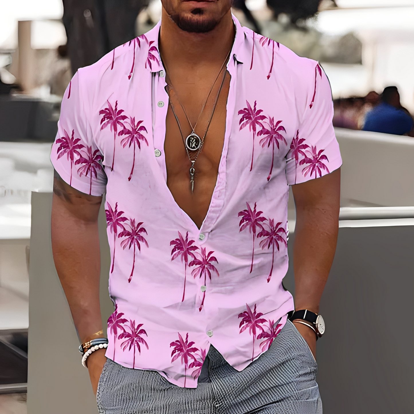 Zion - Casual Palm Pattern Shirt