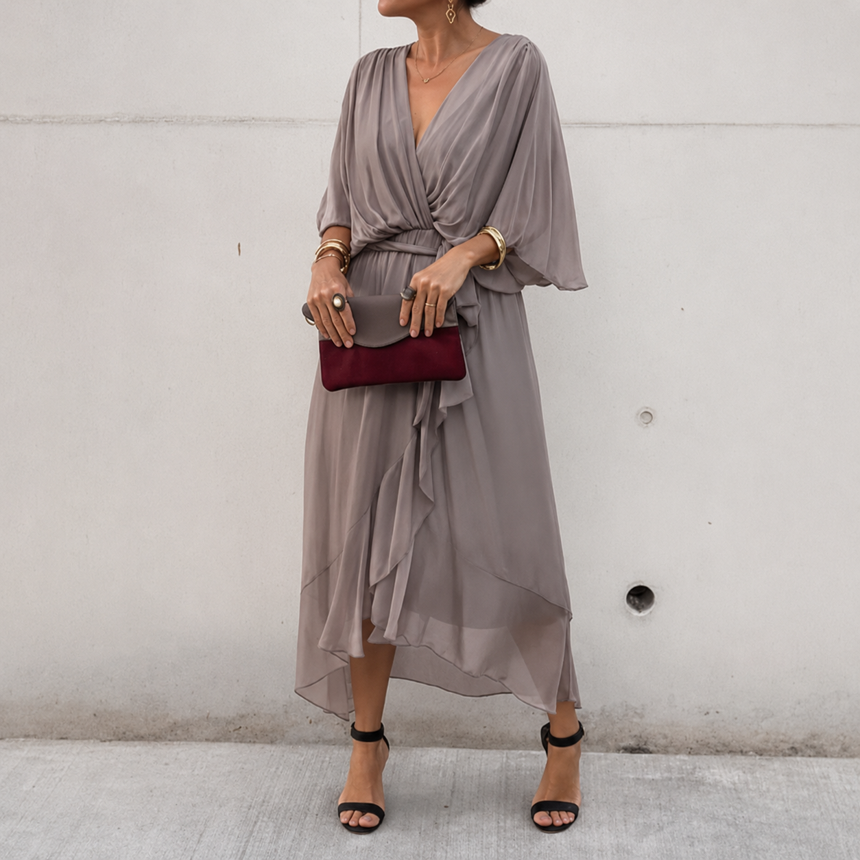 Loisa - Chic Wrapped Midi Dress