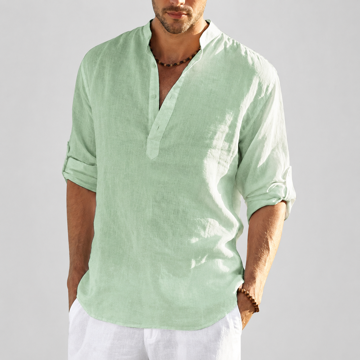 Devin - Relaxed Fit Half Button Shirt