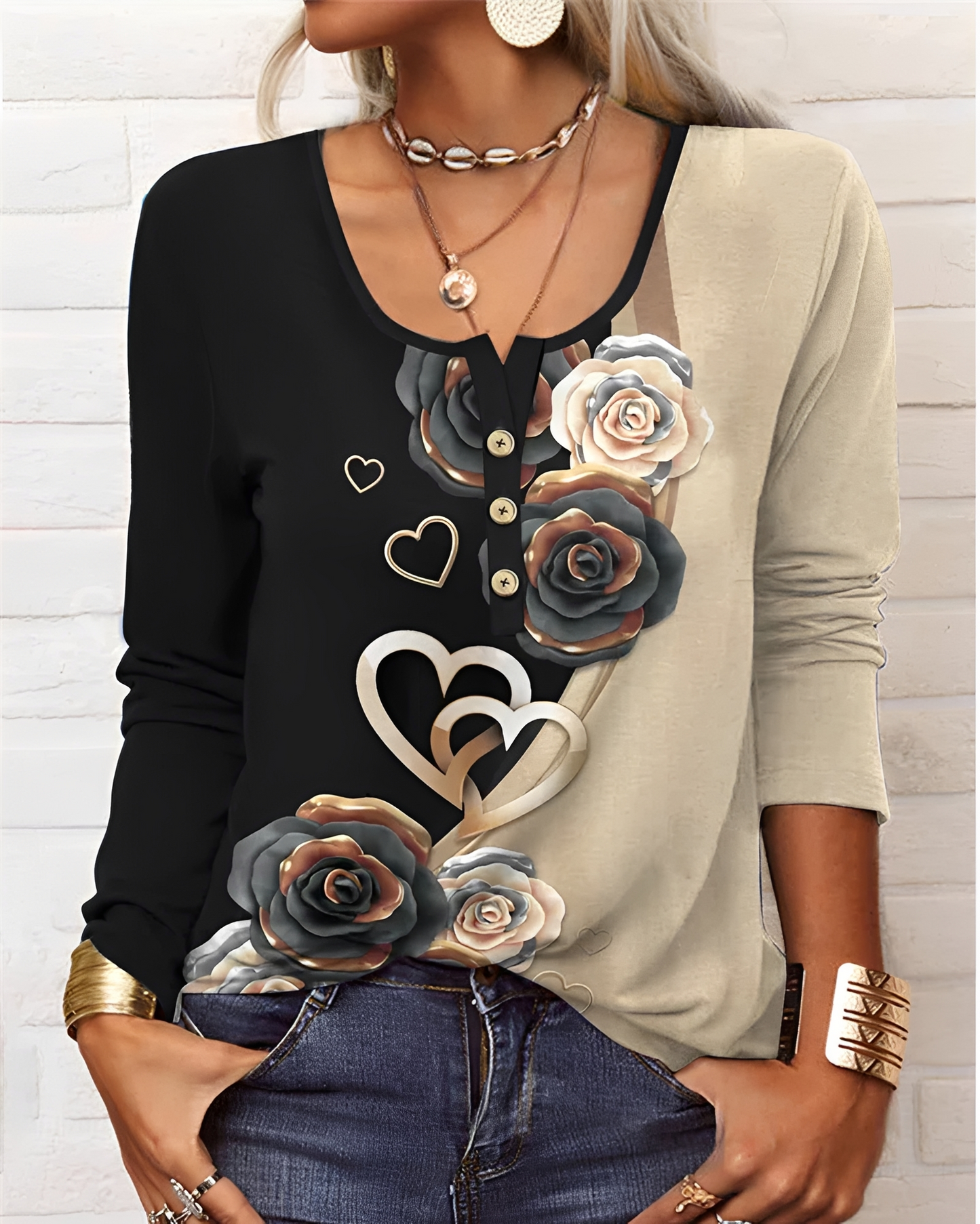 Alejandra - Stylish Half Button Top
