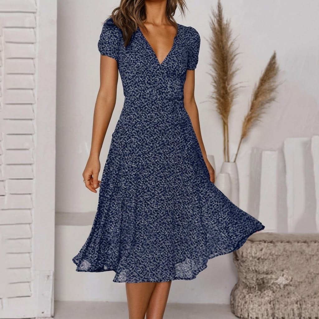 Krystelle - Trendy V-Neck Midi Dress