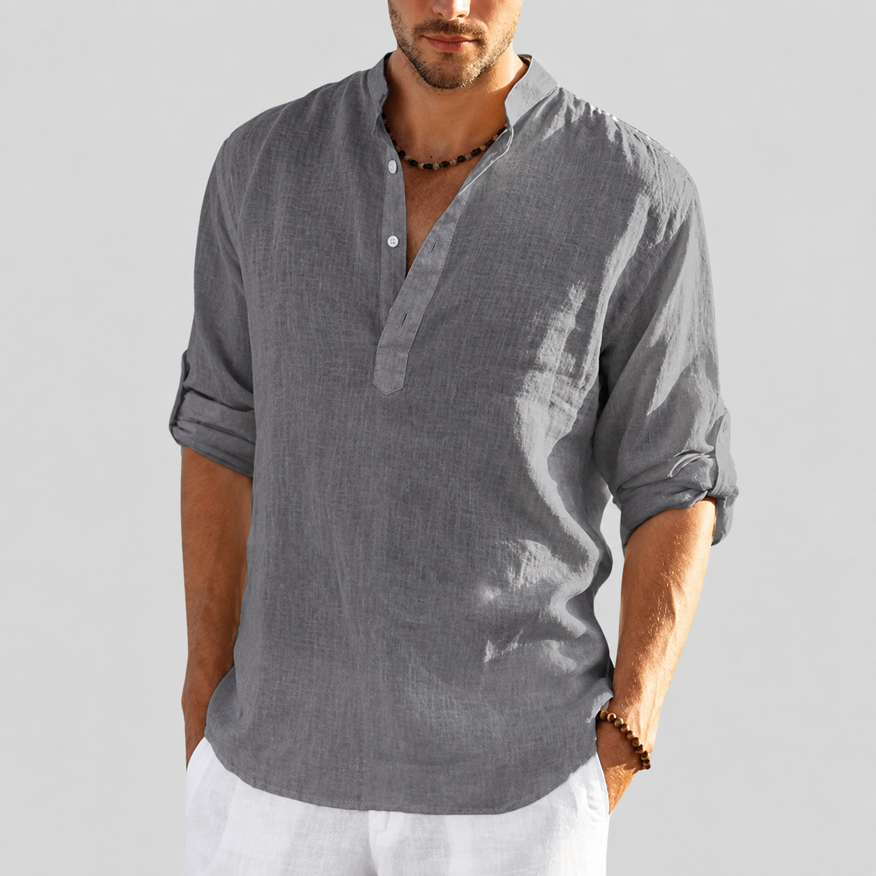 Devin - Relaxed Fit Half Button Shirt