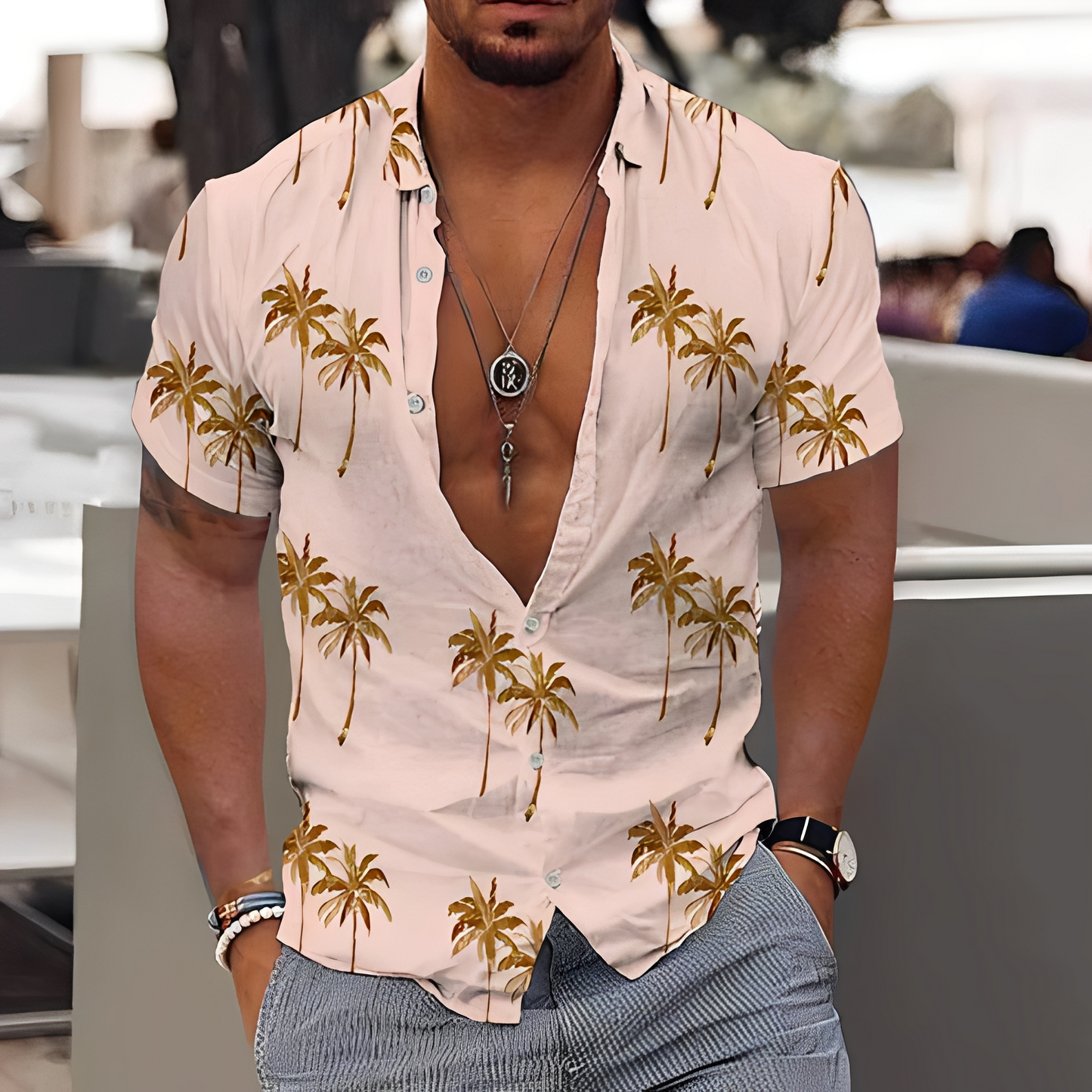 Zion - Casual Palm Pattern Shirt