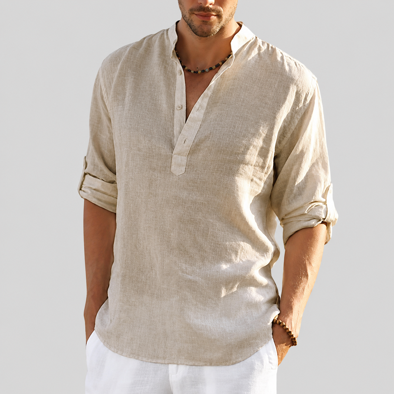Devin - Relaxed Fit Half Button Shirt