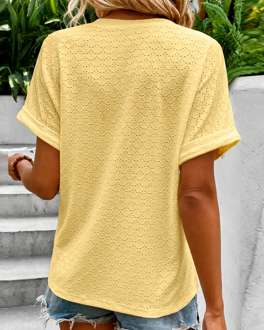 Latresia - Elegant V-Neck Blouse with Buttons