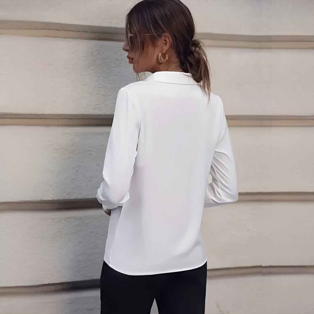 Sharlene - Chic Half Button Long-Sleeve Shirt