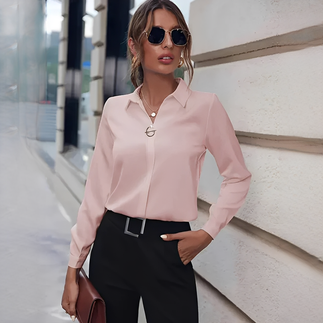 Sharlene - Chic Half Button Long-Sleeve Shirt