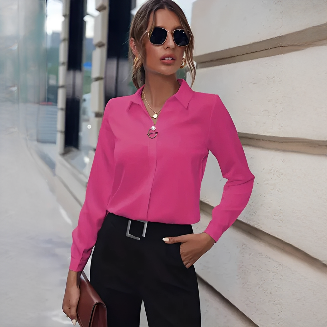 Sharlene - Chic Half Button Long-Sleeve Shirt