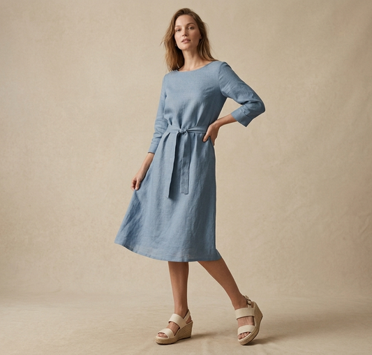 Blue Linen Dress