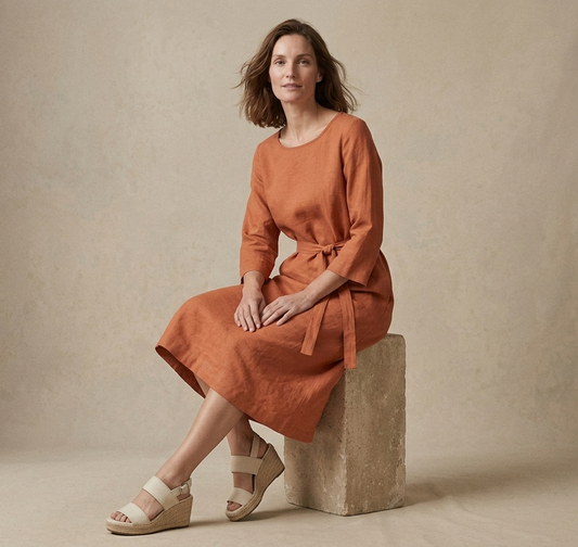 Orange Linen Dress