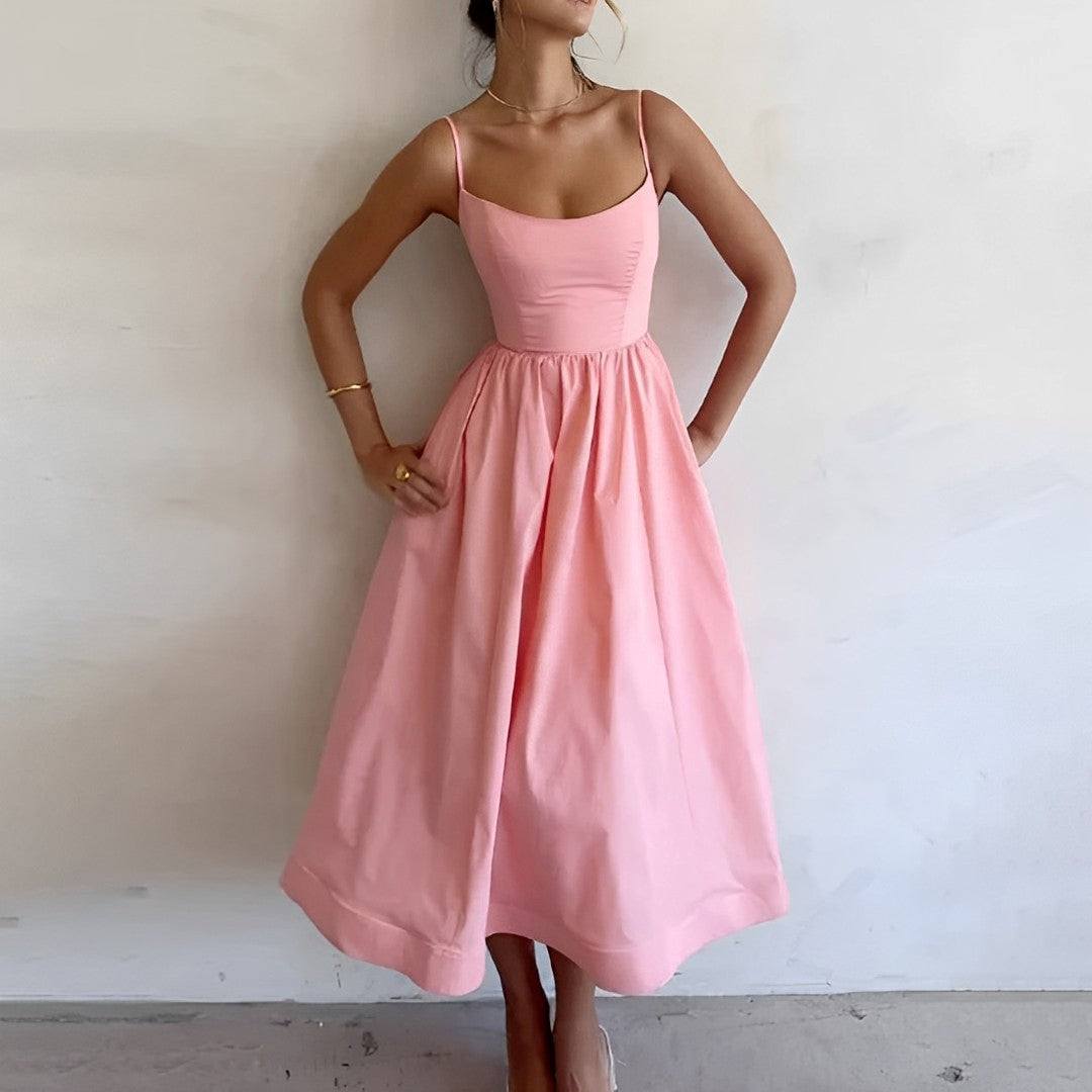 Fabiana - Chic Puff Sleeve Midi Dress