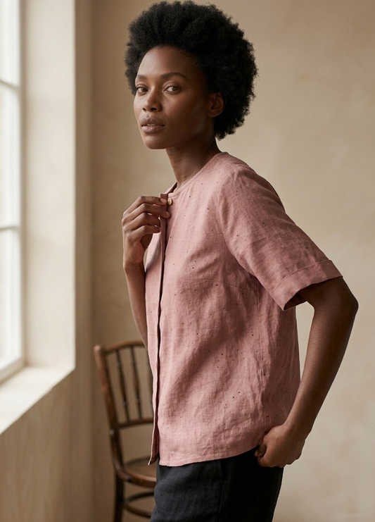 Pink Linen Blouse
