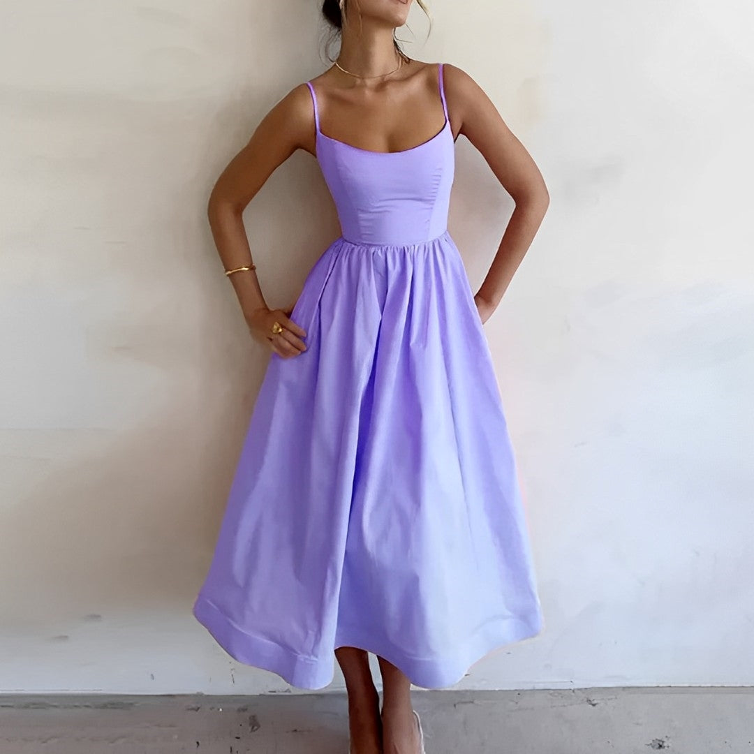 Fabiana - Chic Puff Sleeve Midi Dress