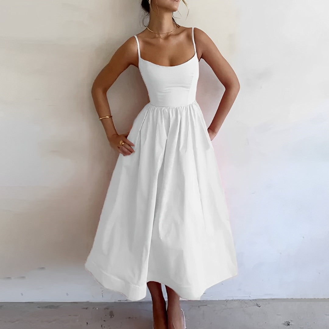 Fabiana - Chic Puff Sleeve Midi Dress
