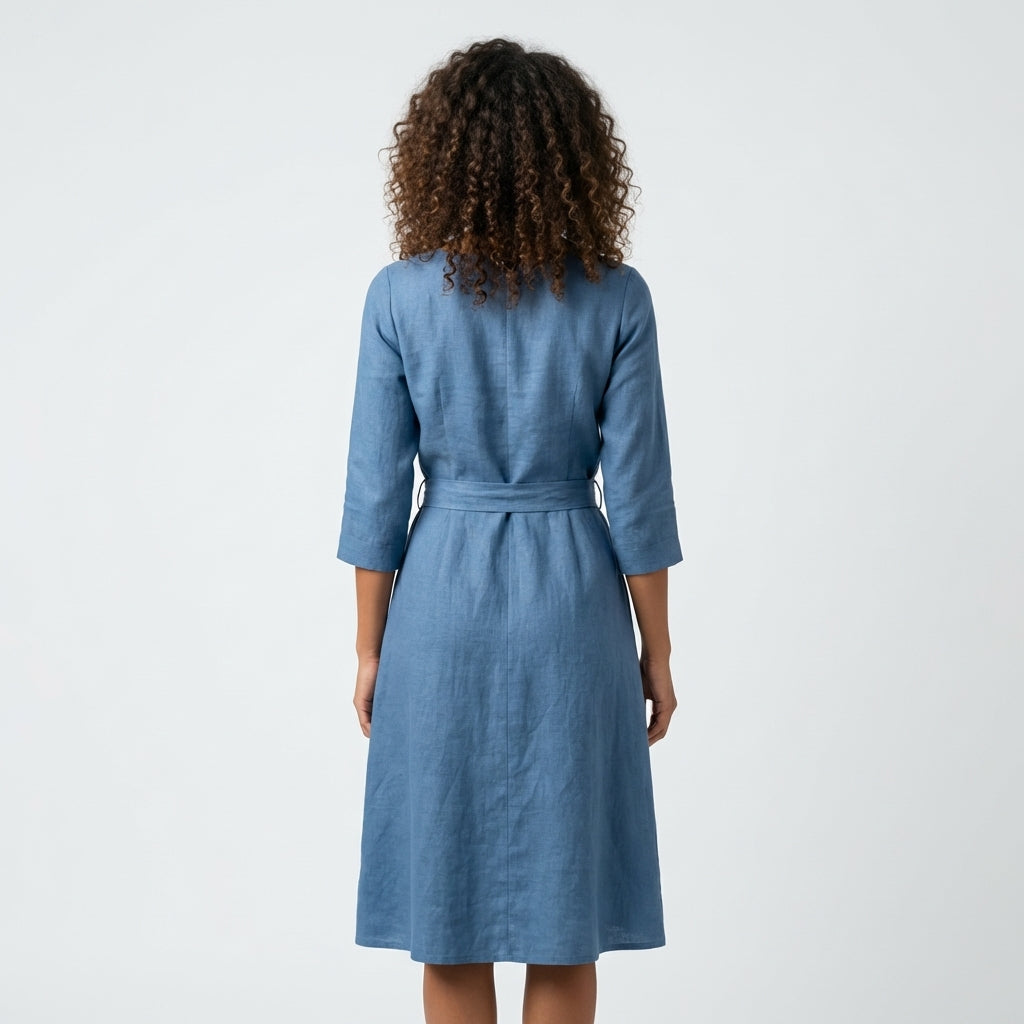 Blue Linen Dress