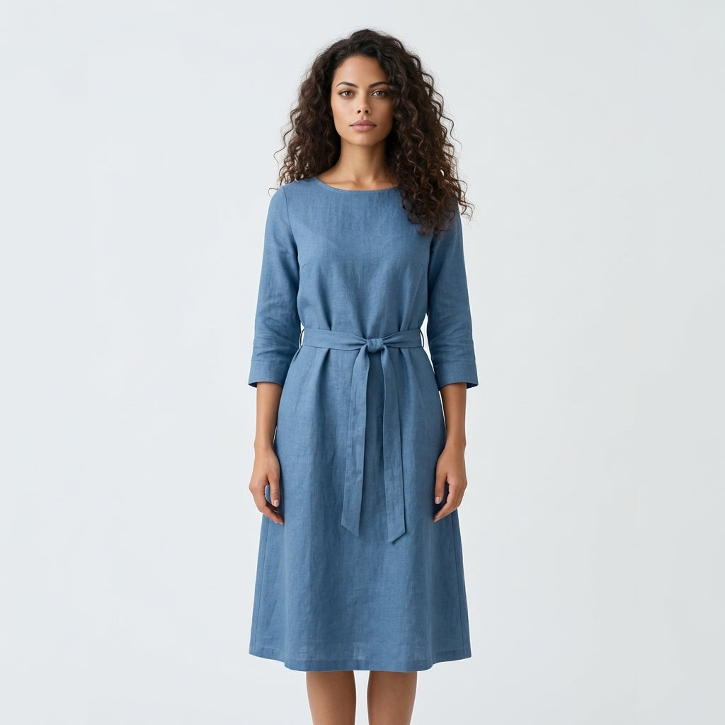 Blue Linen Dress