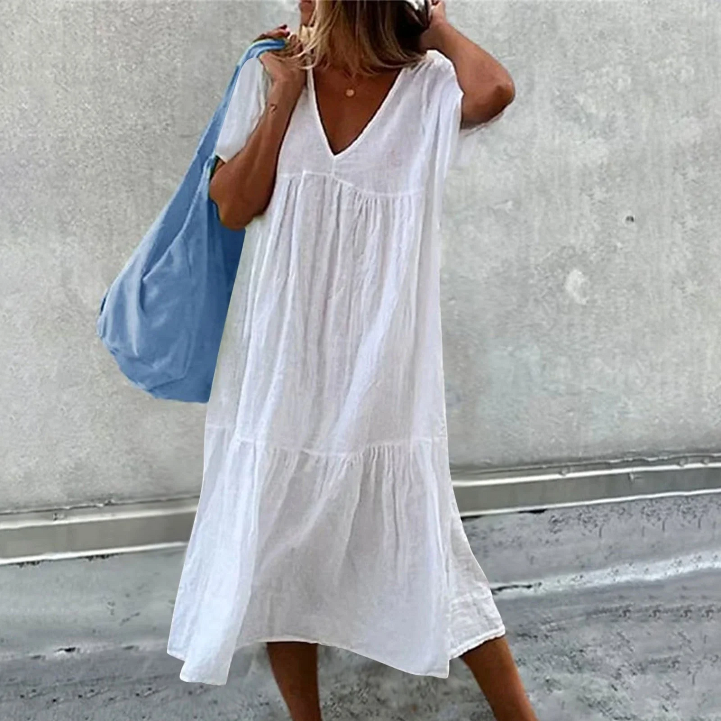 Deanna - Versatile Loose Fit V-Neck Dress