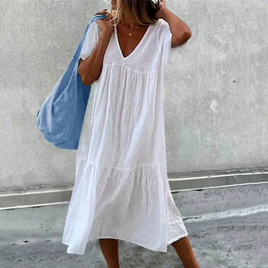 Deanna - Versatile Loose Fit V-Neck Dress