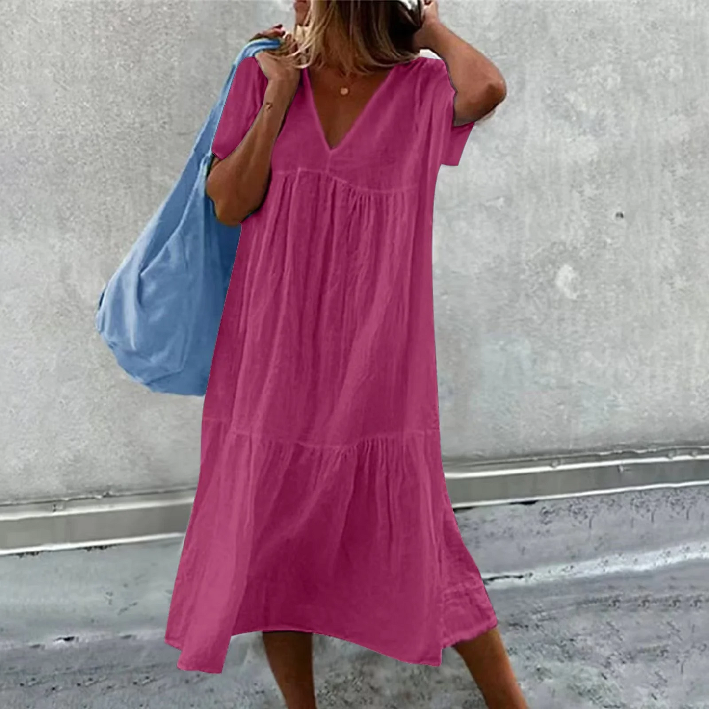 Deanna - Versatile Loose Fit V-Neck Dress