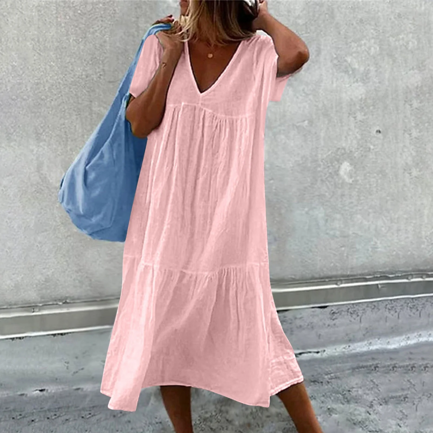 Deanna - Versatile Loose Fit V-Neck Dress