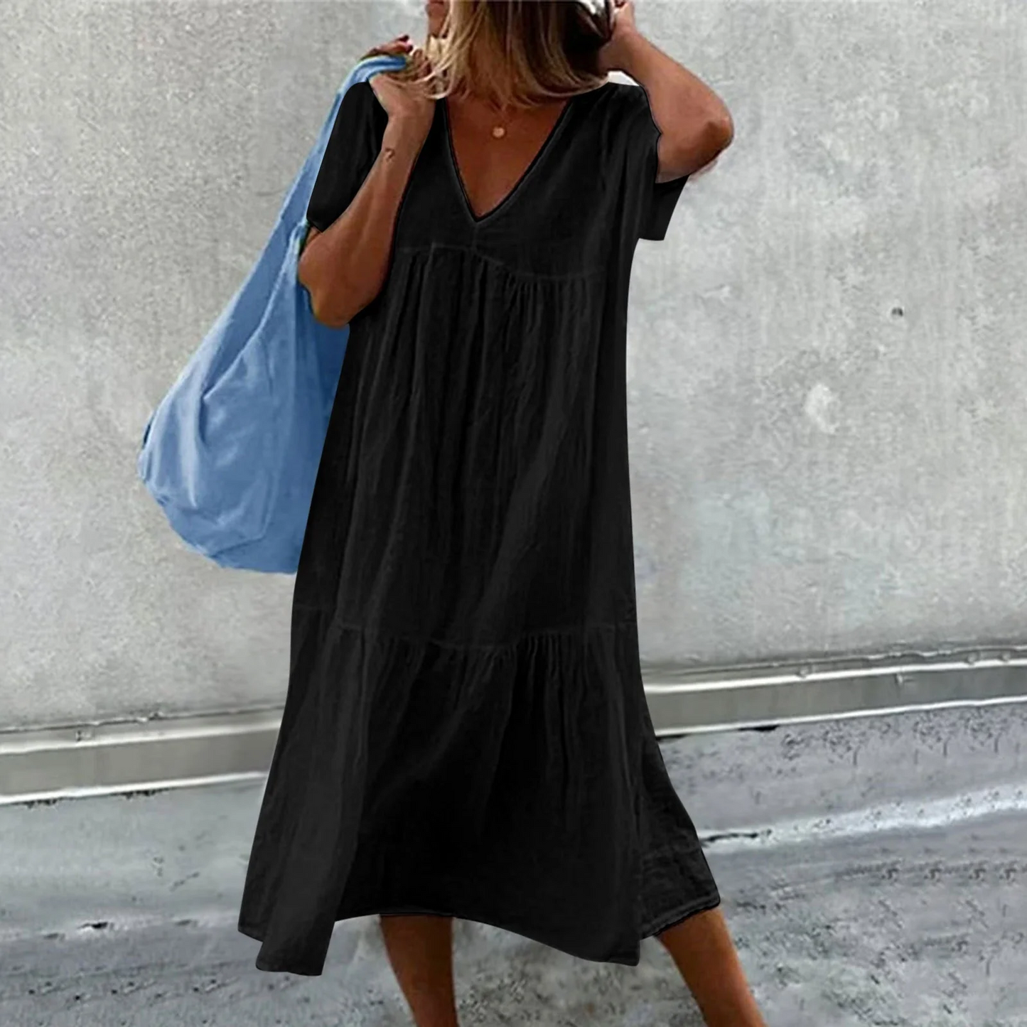 Deanna - Versatile Loose Fit V-Neck Dress