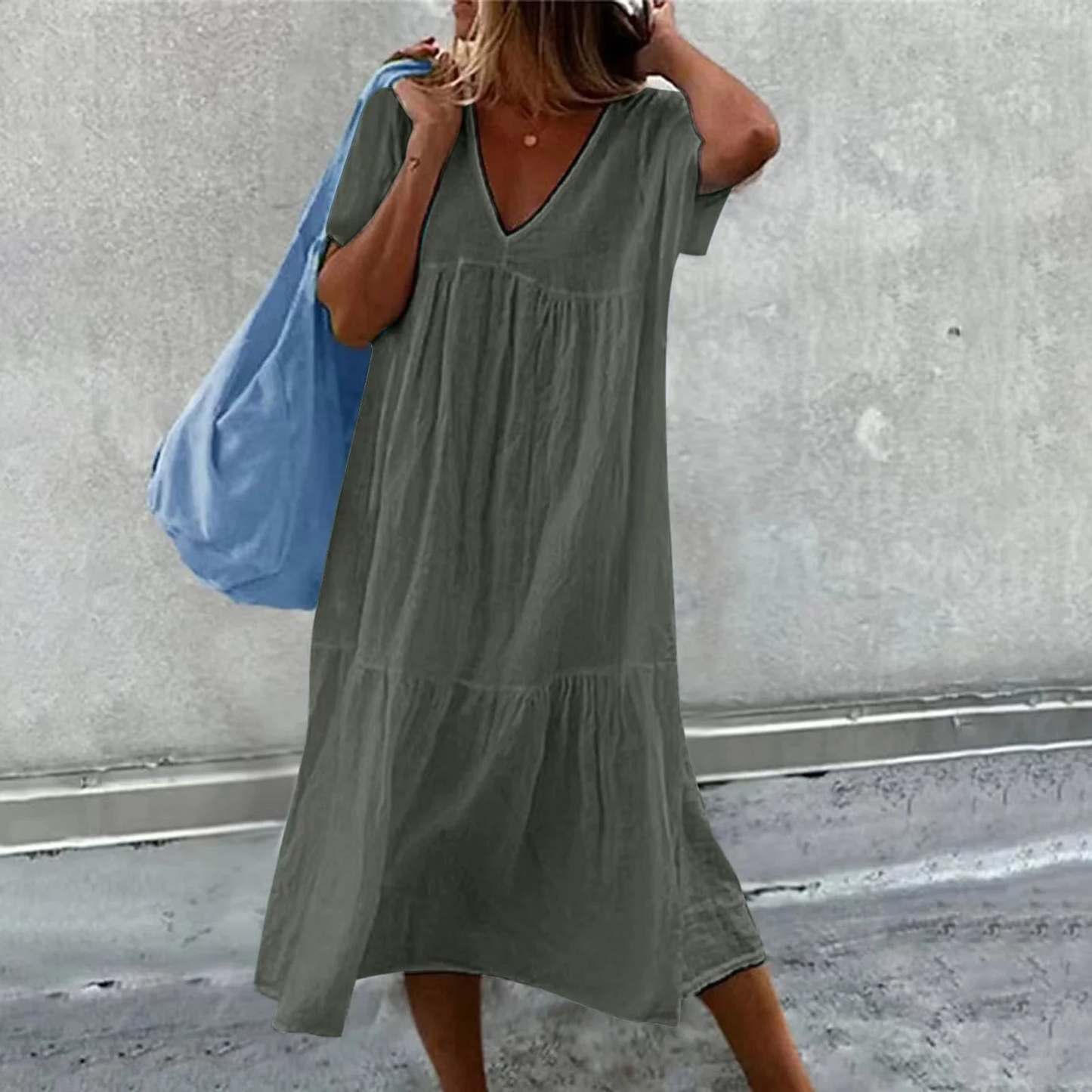 Deanna - Versatile Loose Fit V-Neck Dress