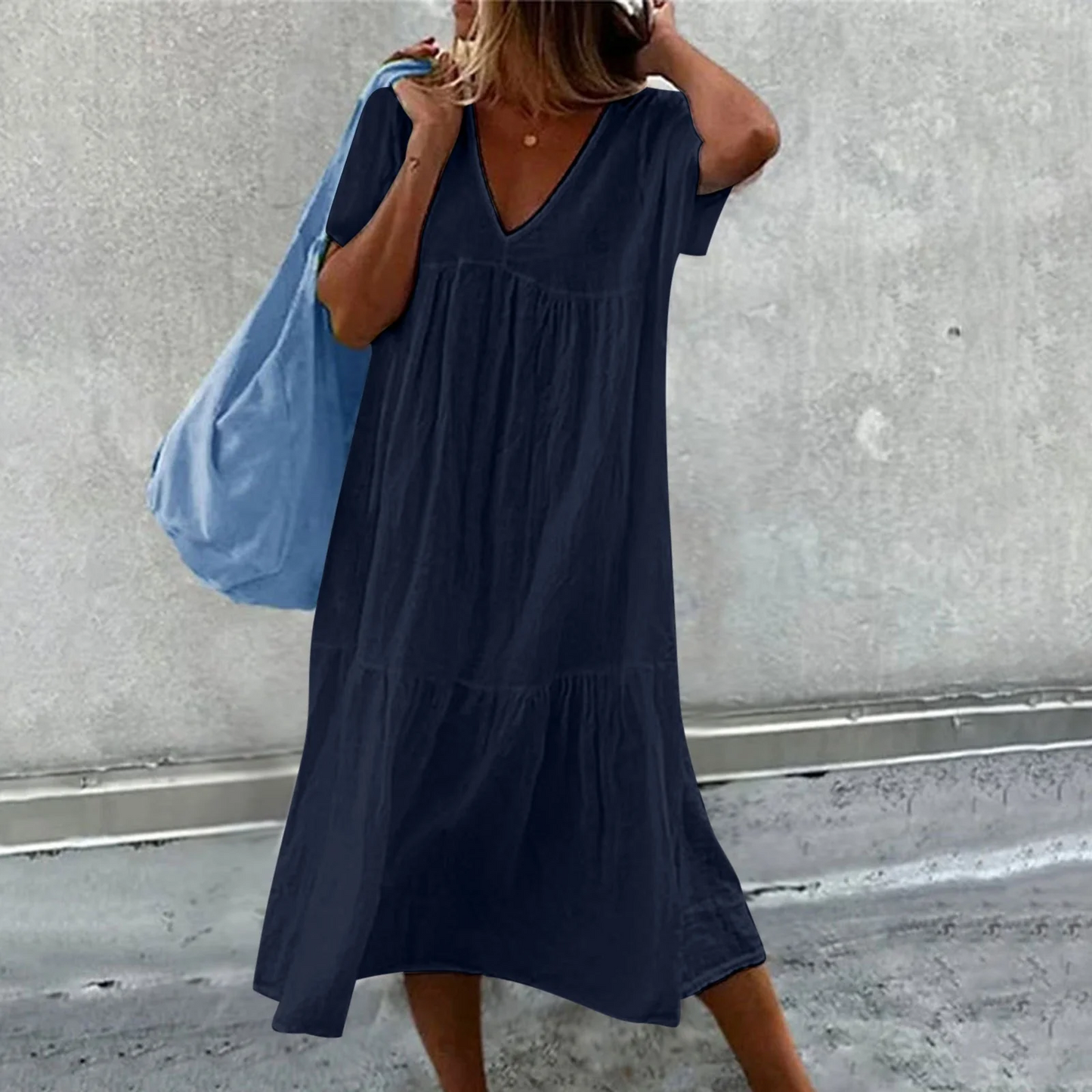 Deanna - Versatile Loose Fit V-Neck Dress