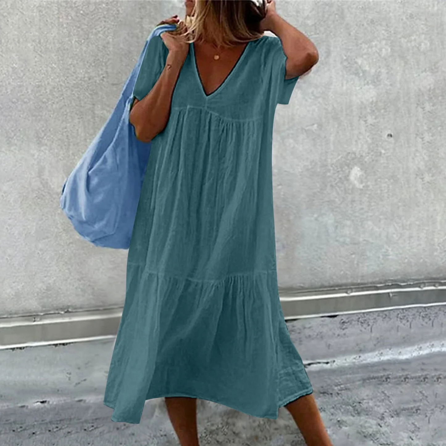 Deanna - Versatile Loose Fit V-Neck Dress