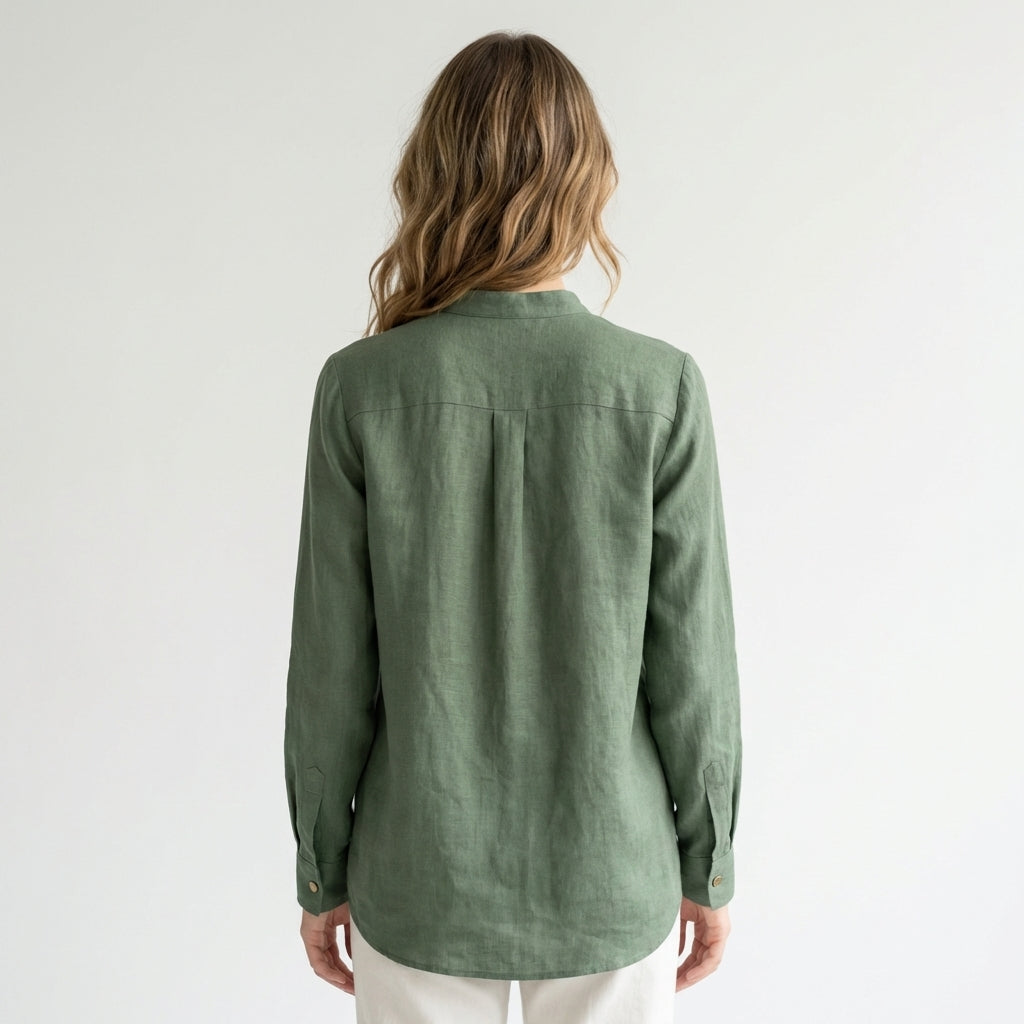 Green Linen Blouse