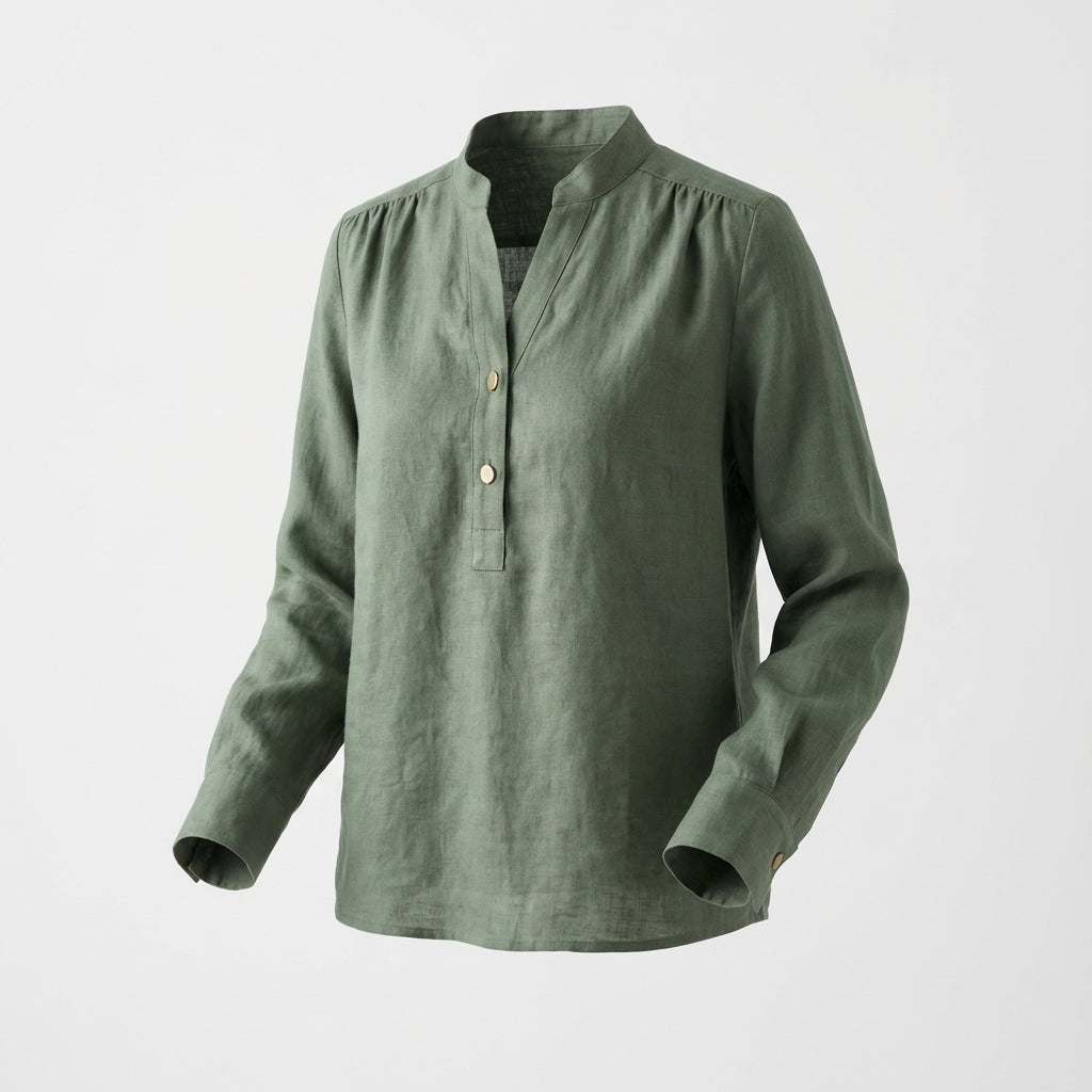 Green Linen Blouse