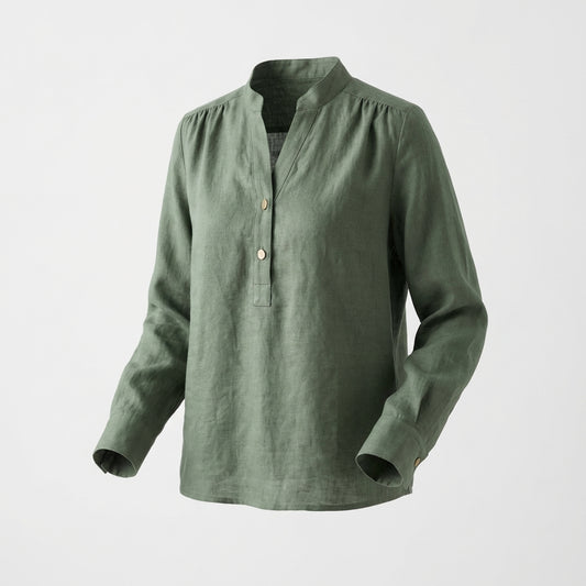 Green Linen Blouse