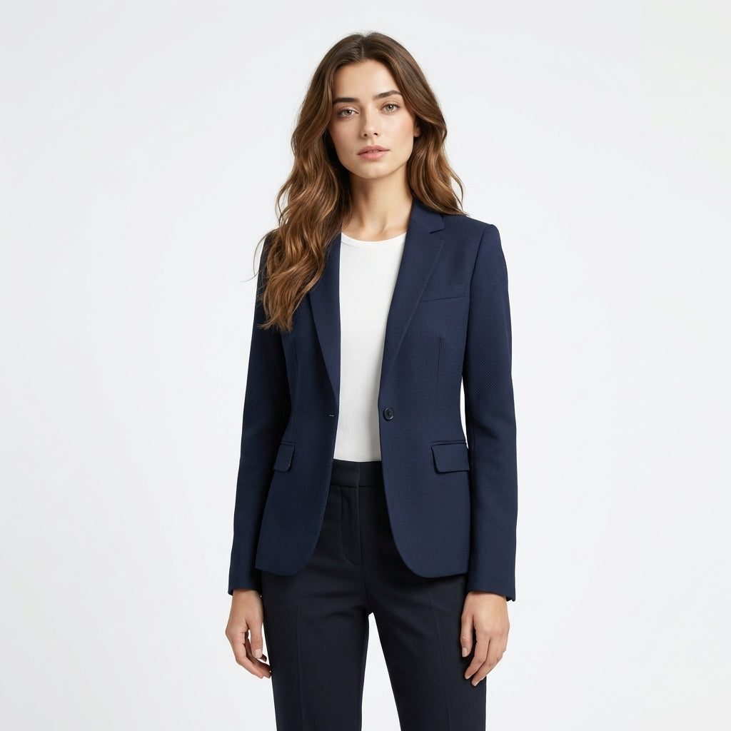 Navy Cotton Blend Blazer