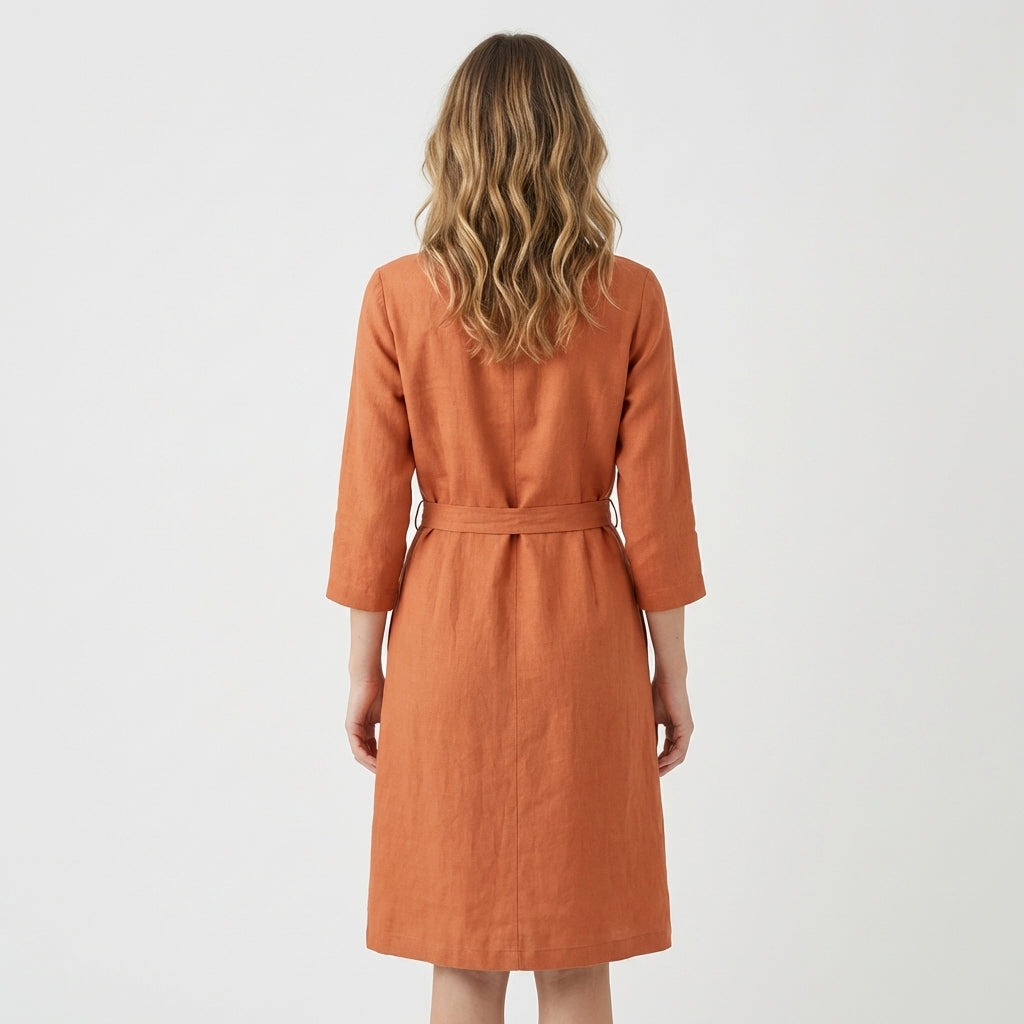 Orange Linen Dress