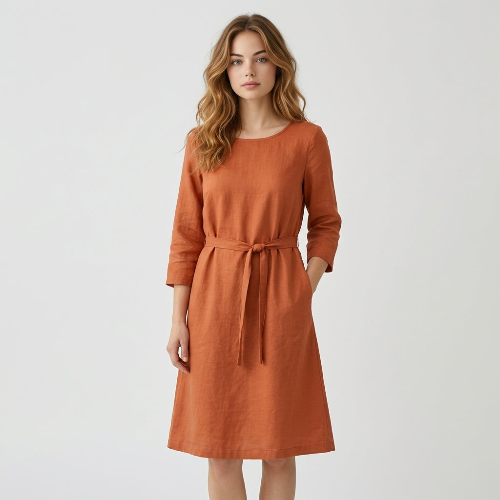 Orange Linen Dress