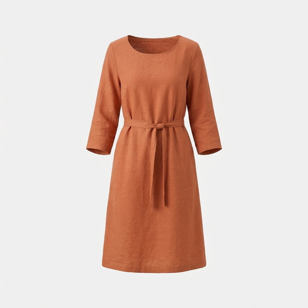 Orange Linen Dress