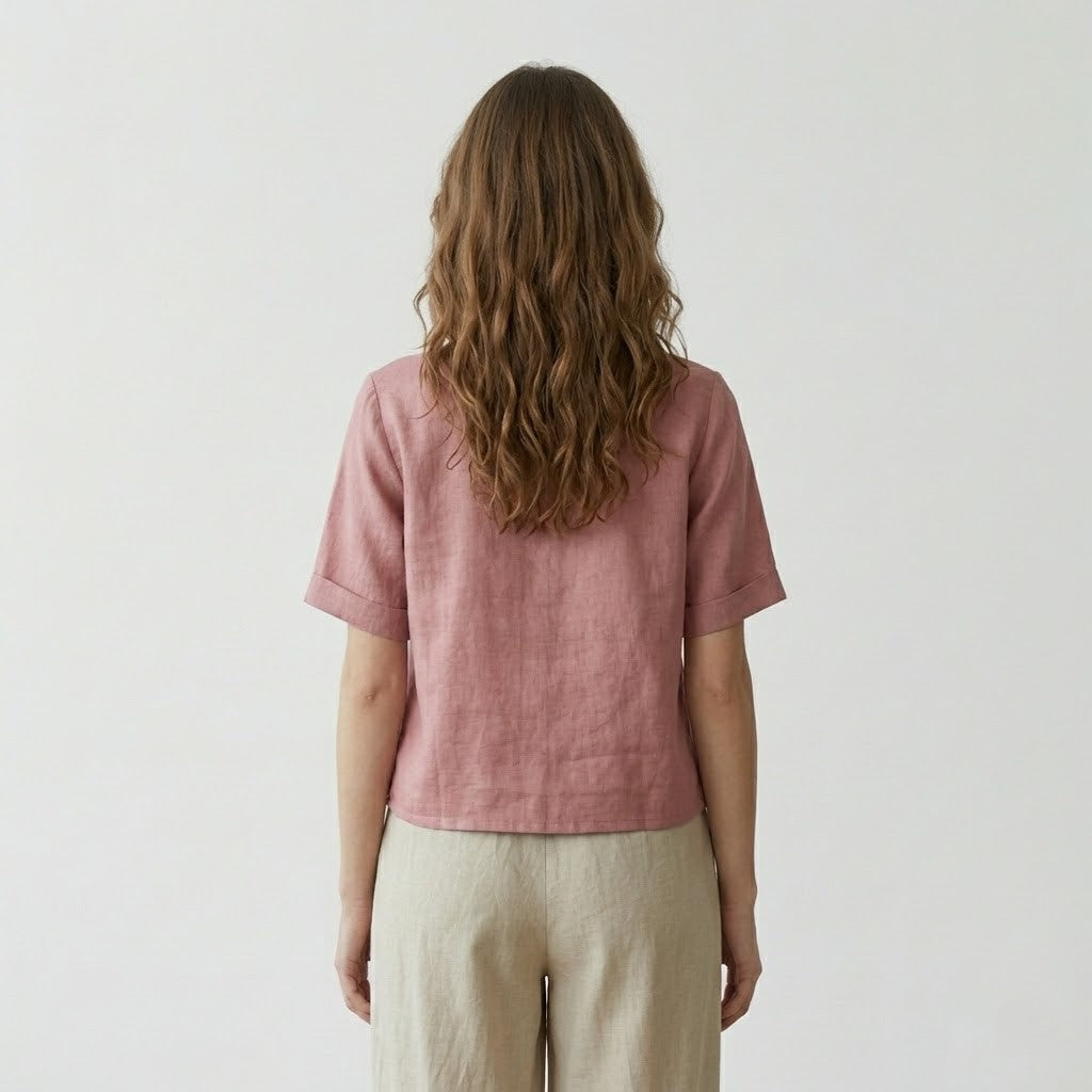 Pink Linen Blouse