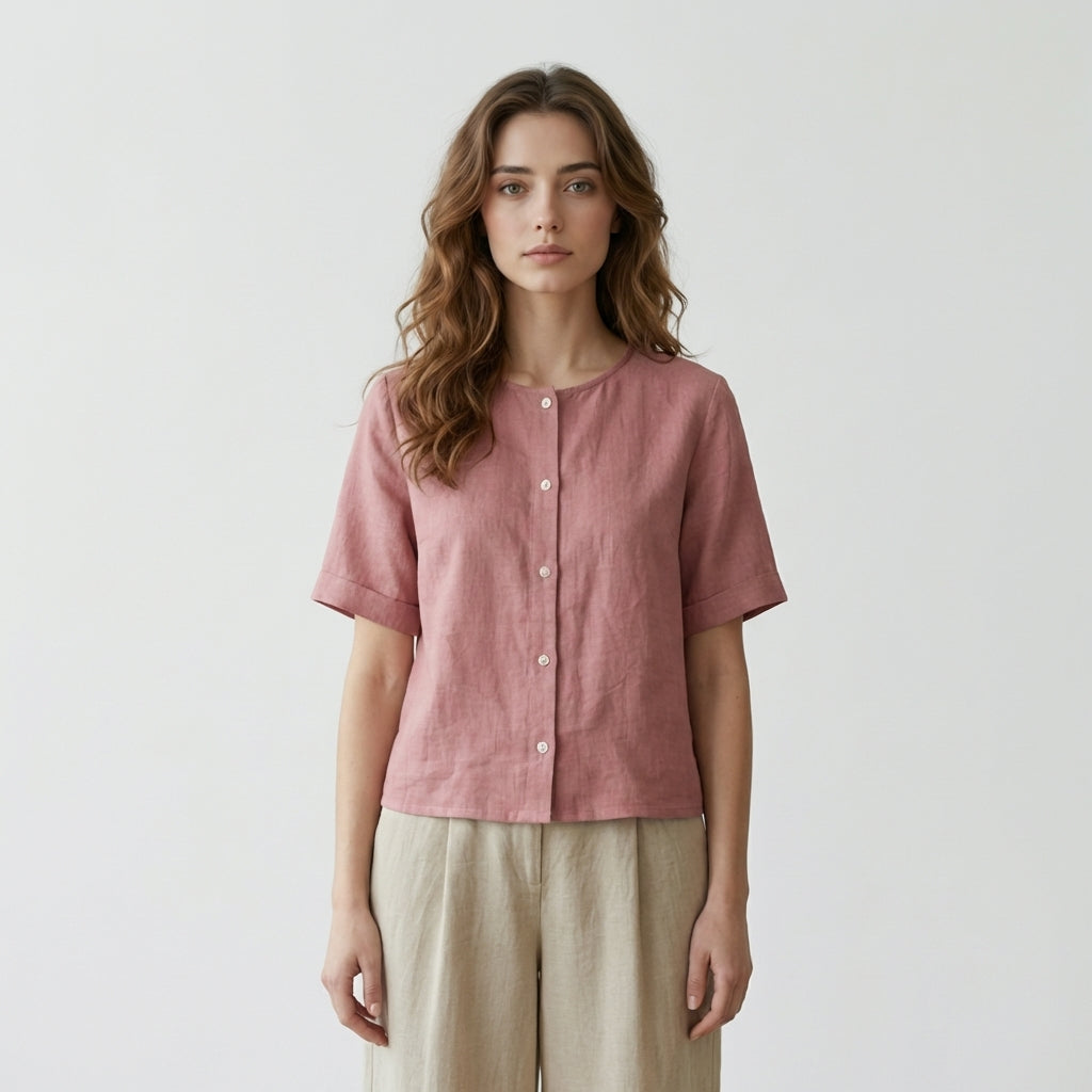 Pink Linen Blouse